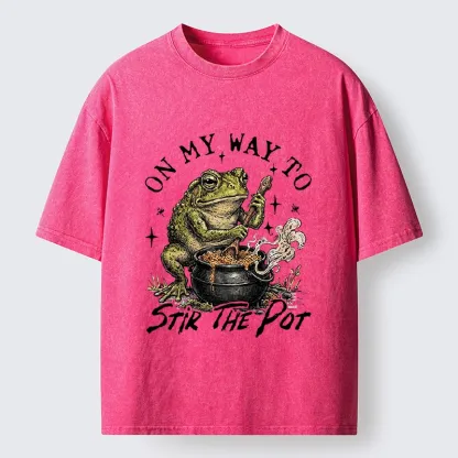 Tokyo-Tiger Frog On My Way To Stir The Pot Washed T-Shirt