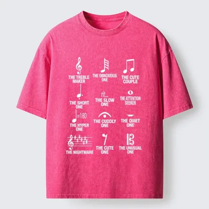 Tokyo-Tiger Musician With Note Types Washed T-Shirt