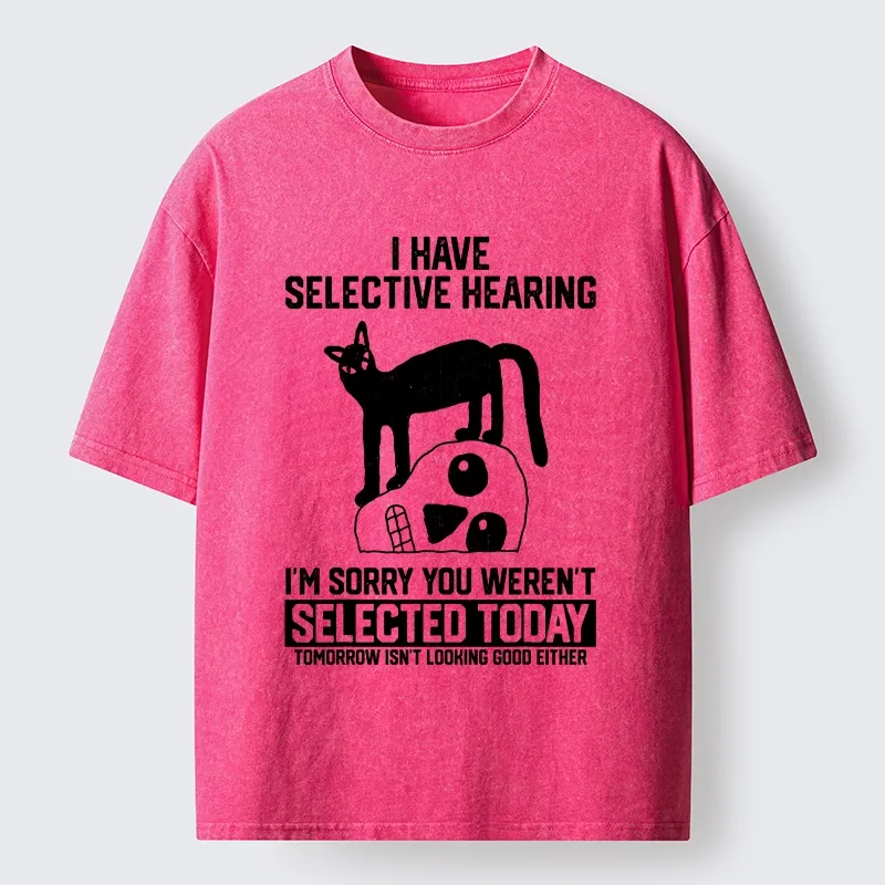 Tokyo-Tiger Cat Selective Hearing Funny Meme Washed T-Shirt