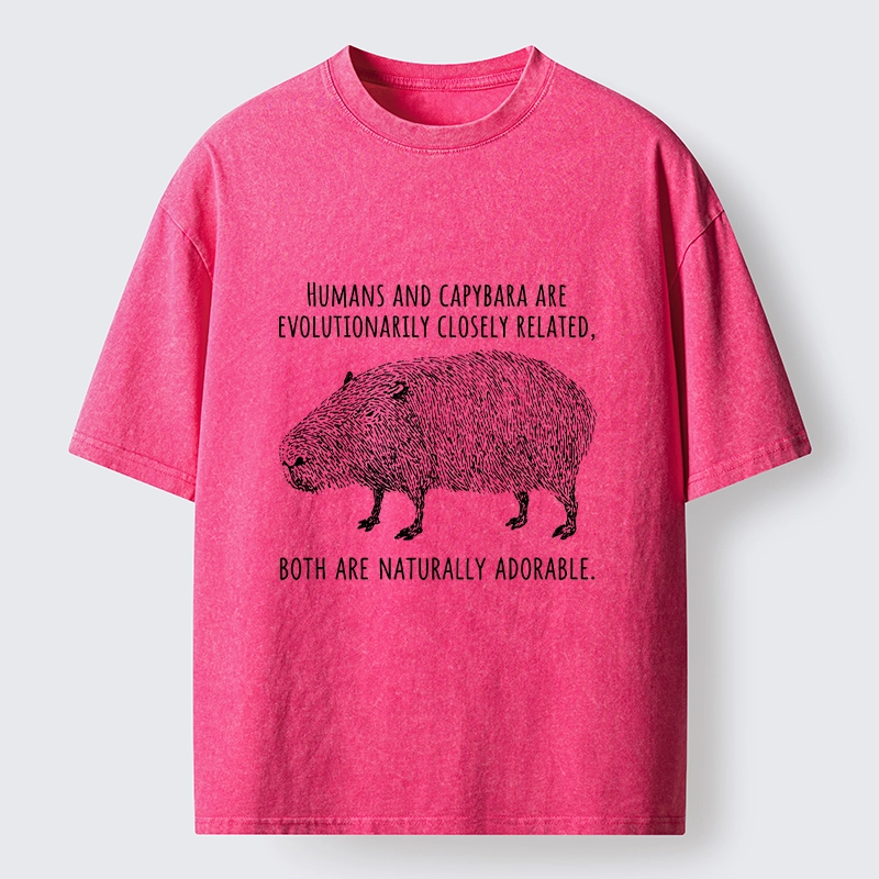 Tokyo-Tiger Capybara And Humans Are Cousins Washed T-Shirt