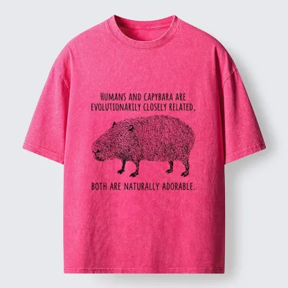 Tokyo-Tiger Capybara And Humans Are Cousins Washed T-Shirt