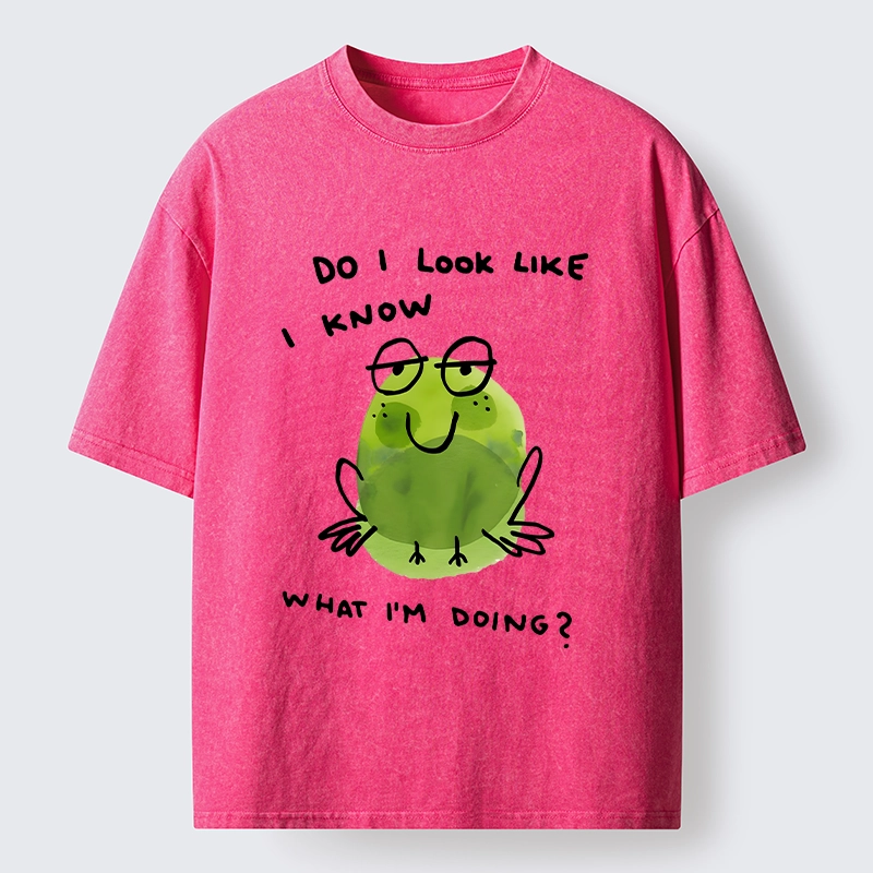 Tokyo-Tiger Little Green Frog Has No Idea What’s Next Washed T-Shirt