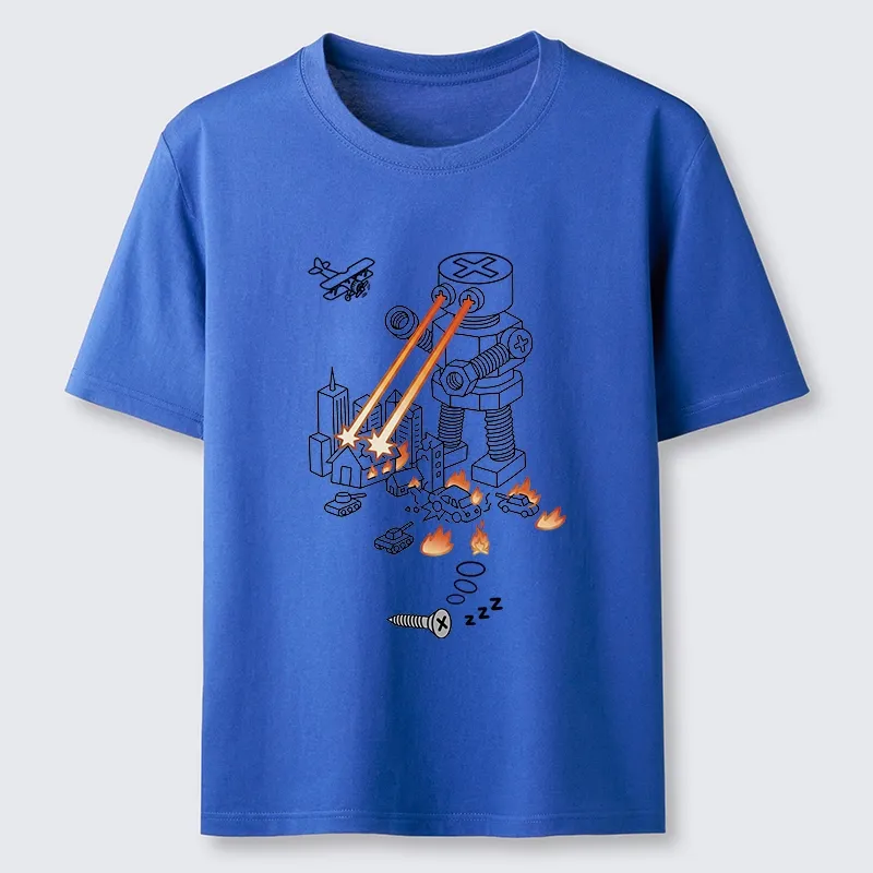 Tokyo-Tiger Funny Screw Robot Destroying City Classic T-Shirt