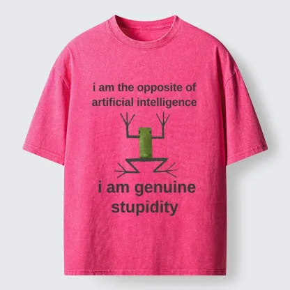 Tokyo-Tiger Genuine Stupidity Frog Meme Washed T-Shirt