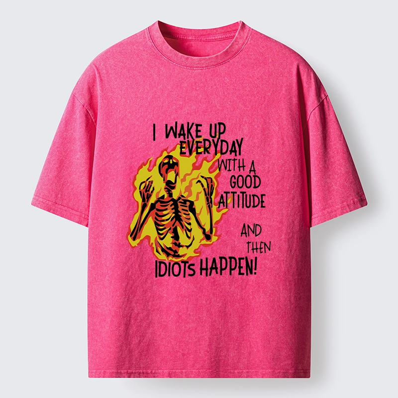 Tokyo-Tiger Skeleton With Bad Attitude Meme Washed T-Shirt