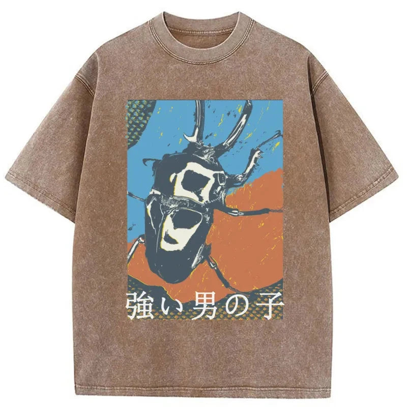 Tokyo-Tiger Strong Beetle Japanese Washed T-Shirt