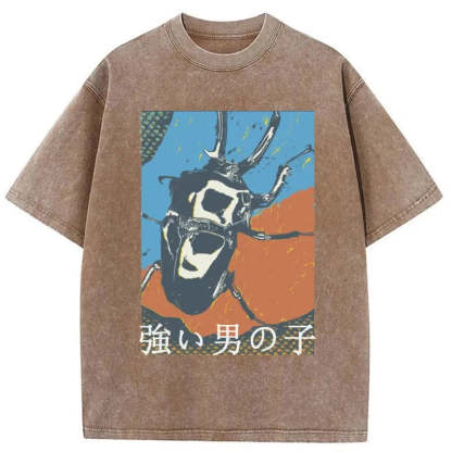 Tokyo-Tiger Strong Beetle Japanese Washed T-Shirt