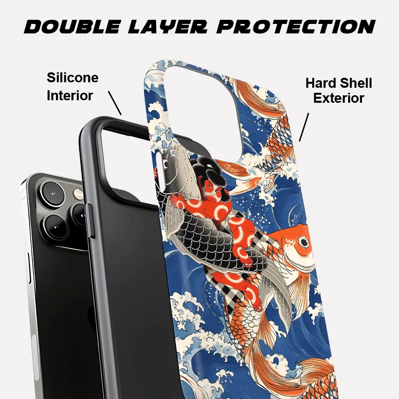 Tokyo-Tiger Sumo Wrestler Holding A Koi Phone Case