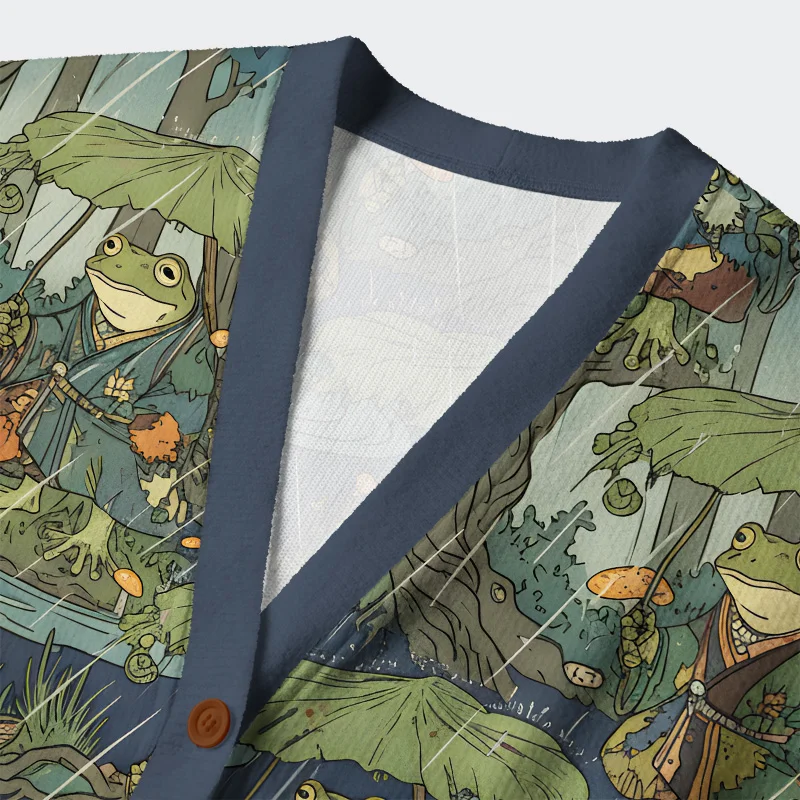 Tokyo-Tiger Frog in The Rain Ugly Cardigan Sweater