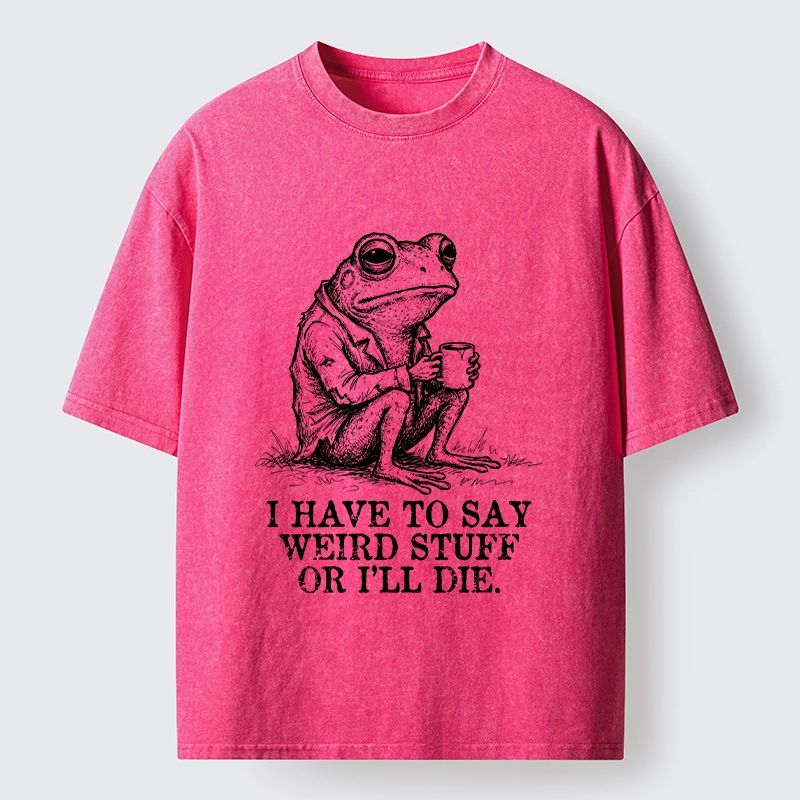 Tokyo-Tiger Frog In Suit Drinking Coffee Washed T-Shirt