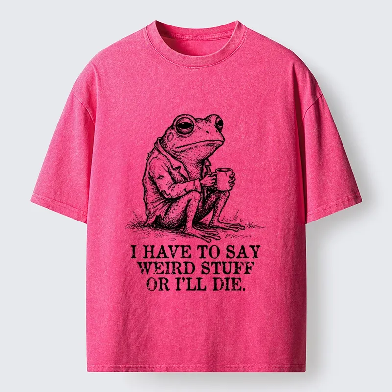 Tokyo-Tiger Frog In Suit Drinking Coffee Washed T-Shirt