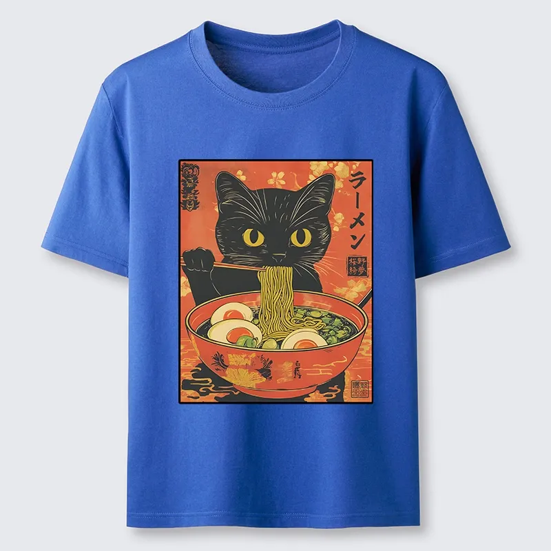 Tokyo-Tiger Hungry Black Cat Loves Ramen Classic T-Shirt