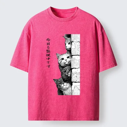 Tokyo-Tiger Cats Are Watching You Always Washed T-Shirt