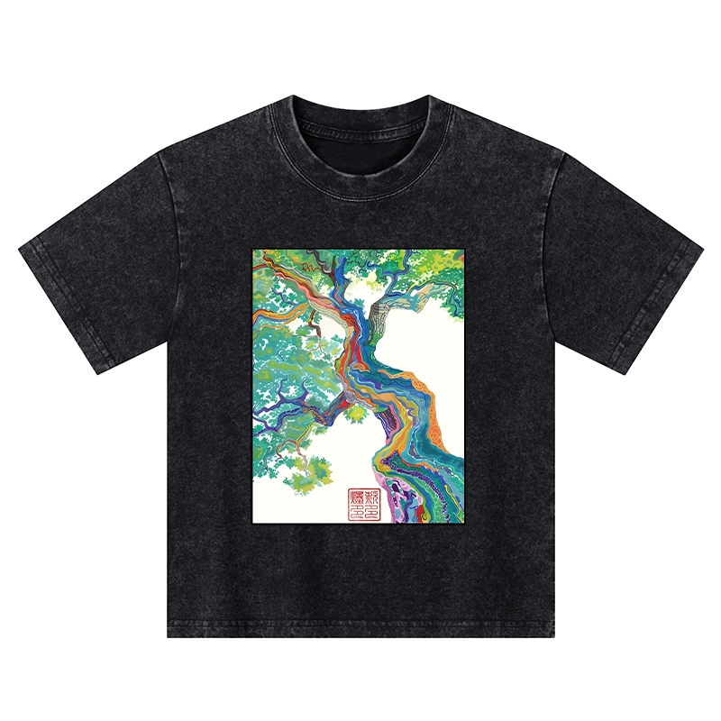 Tokyo-Tiger Colorful Magic Tree Kids Washed T-Shirt