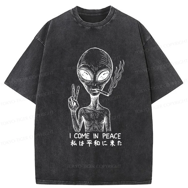 Tokyo-Tiger Aliens Come In Peace Washed T-Shirt