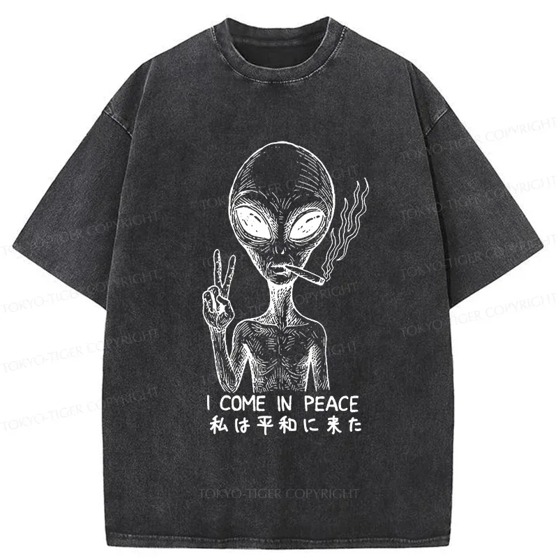 Tokyo-Tiger Aliens Come In Peace Washed T-Shirt Sale