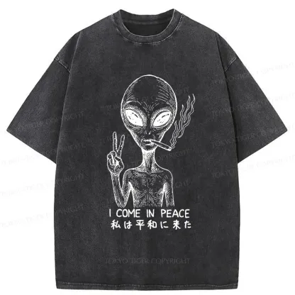 Tokyo-Tiger Aliens Come In Peace Washed T-Shirt