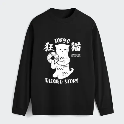 Tokyo-Tiger Tokyo Record Store Cat CD Classic Long Sleeve T-Shirt