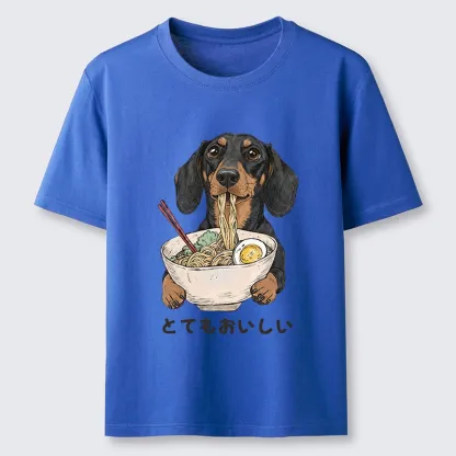 Tokyo-Tiger Cute Dog Eating Noodles Art Meme Classic T-Shirt