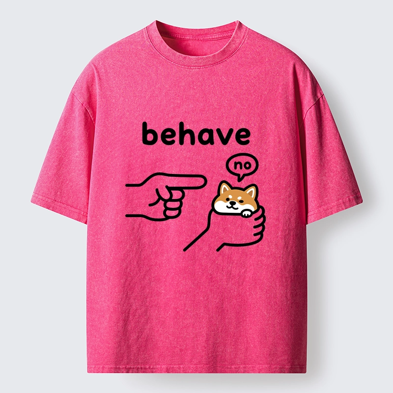 Tokyo-Tiger Funny Shiba Refusing To Behave Washed T-Shirt