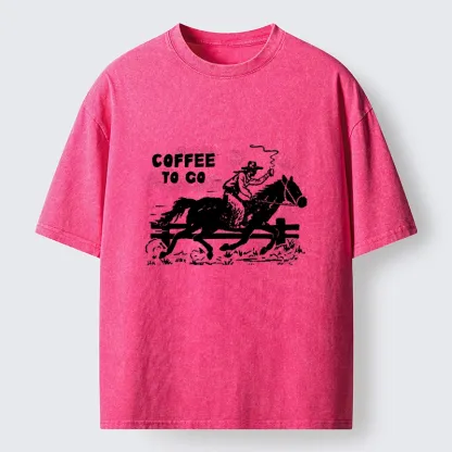 Tokyo-Tiger Cowboy With Coffee To Go Washed T-Shirt