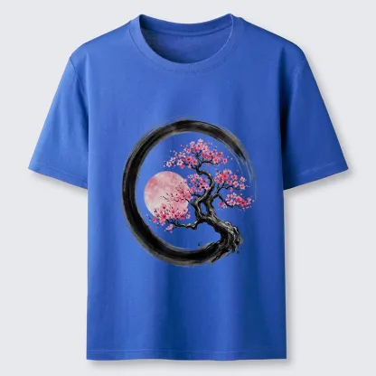 Tokyo-Tiger Zen Sakura Tree With Pink Moon Classic T-Shirt