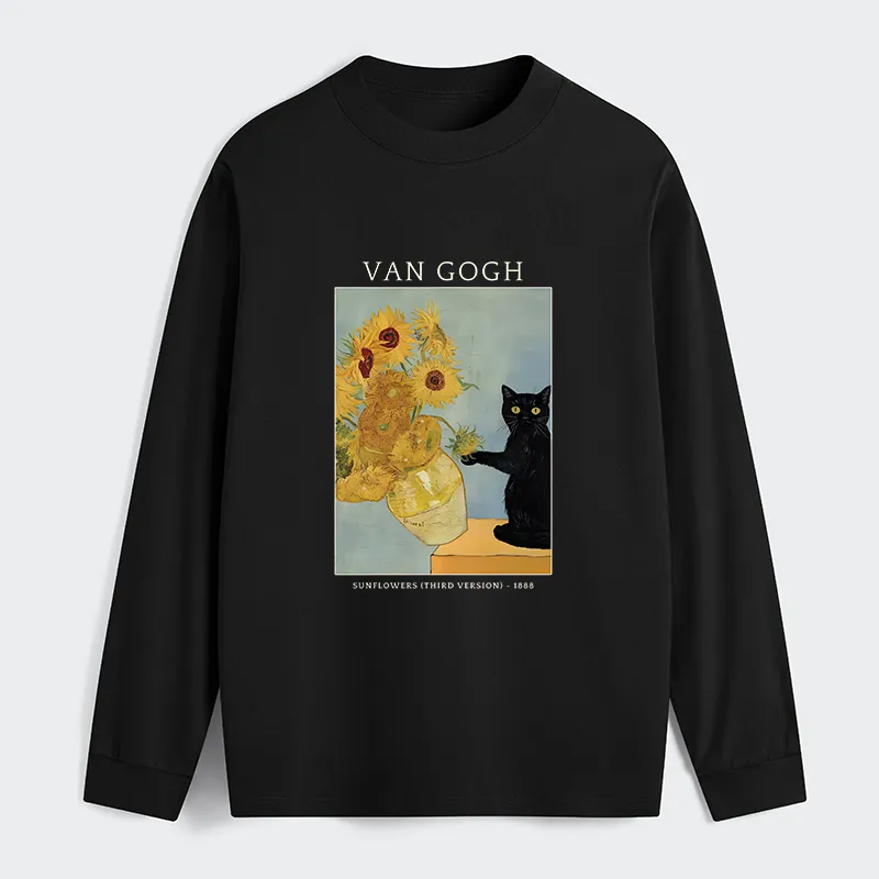 Tokyo-Tiger Black Cat With Sunflowers Classic Long Sleeve T-Shirt