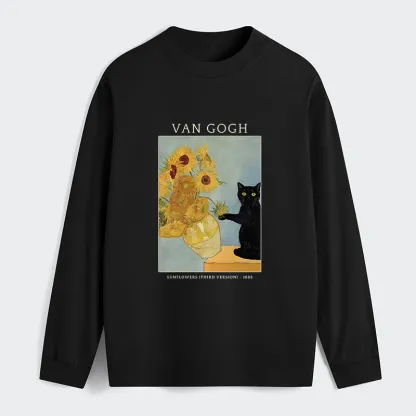 Tokyo-Tiger Black Cat With Sunflowers Classic Long Sleeve T-Shirt