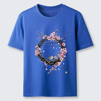 Tokyo-Tiger Sakura Wreath And Little Bird Classic T-Shirt