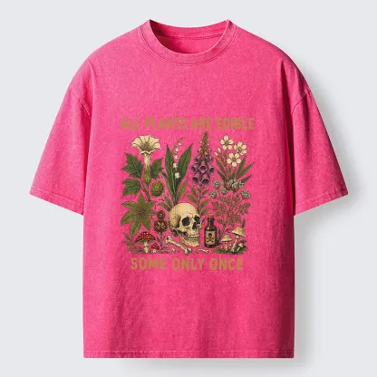 Tokyo-Tiger Edible Plants Some Only Once Joke Washed T-Shirt