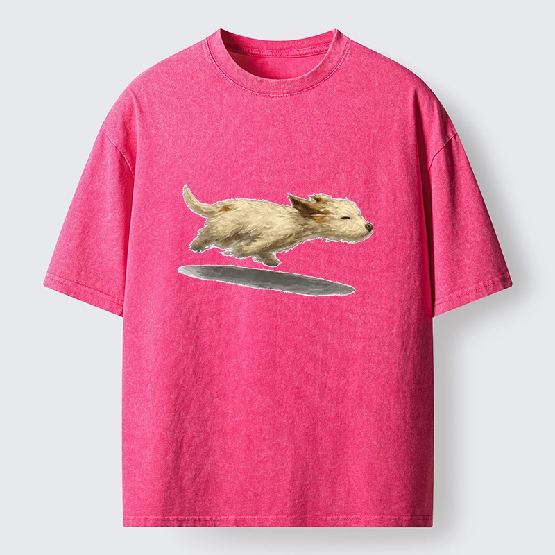Tokyo-Tiger Happy Puppy Running Free Washed T-Shirt