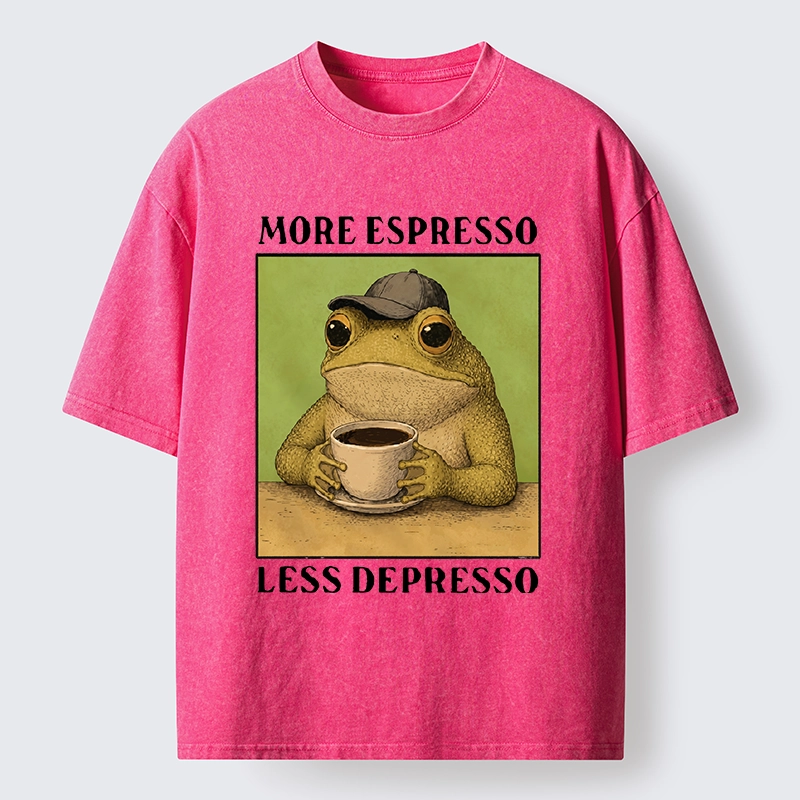 Tokyo-Tiger Frog Drinking Coffee Funny Washed T-Shirt