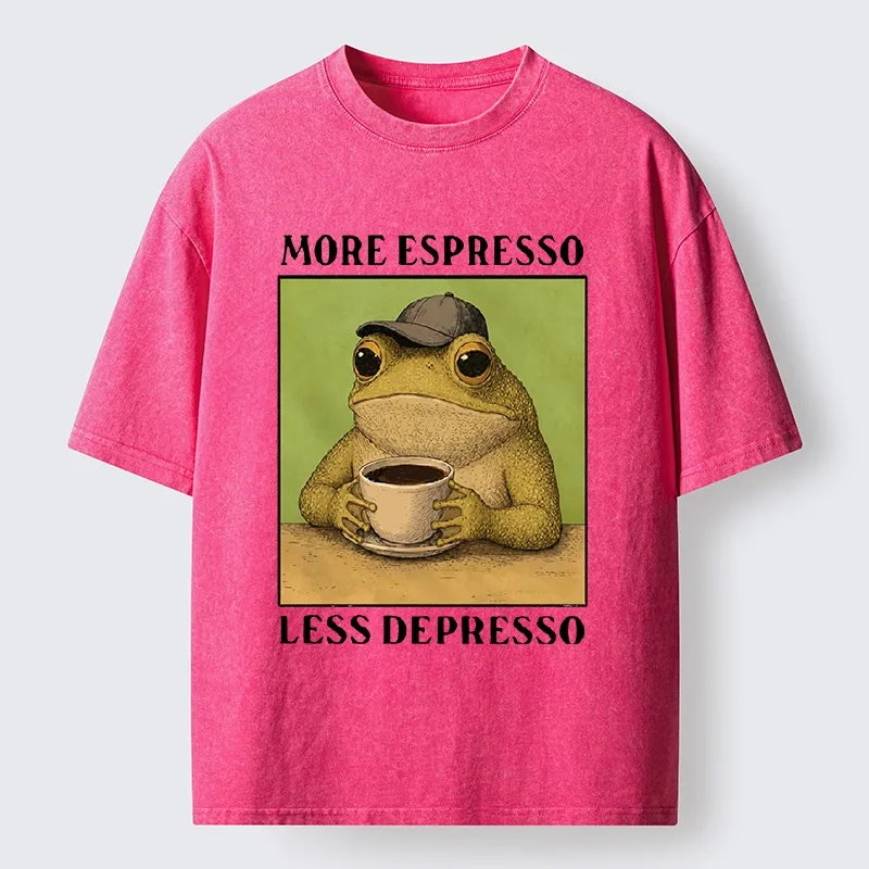 Tokyo-Tiger Frog Drinking Coffee Funny Washed T-Shirt
