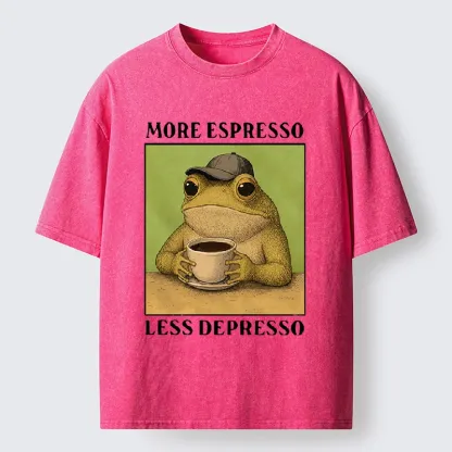 Tokyo-Tiger Frog Drinking Coffee Funny Washed T-Shirt