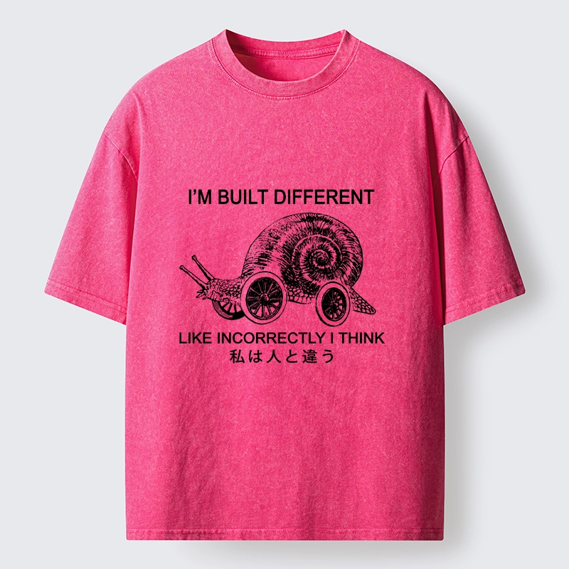Tokyo-Tiger Snail Built Different With Wheels Joke Washed T-Shirt