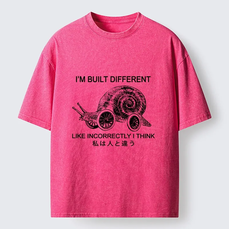 Tokyo-Tiger Snail Built Different With Wheels Joke Washed T-Shirt