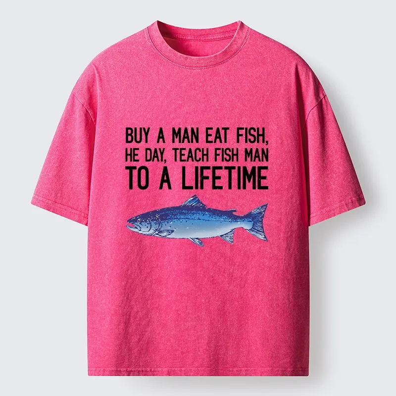Tokyo-Tiger Sarcastic Fish Proverb Meme With Salmon Washed T-Shirt