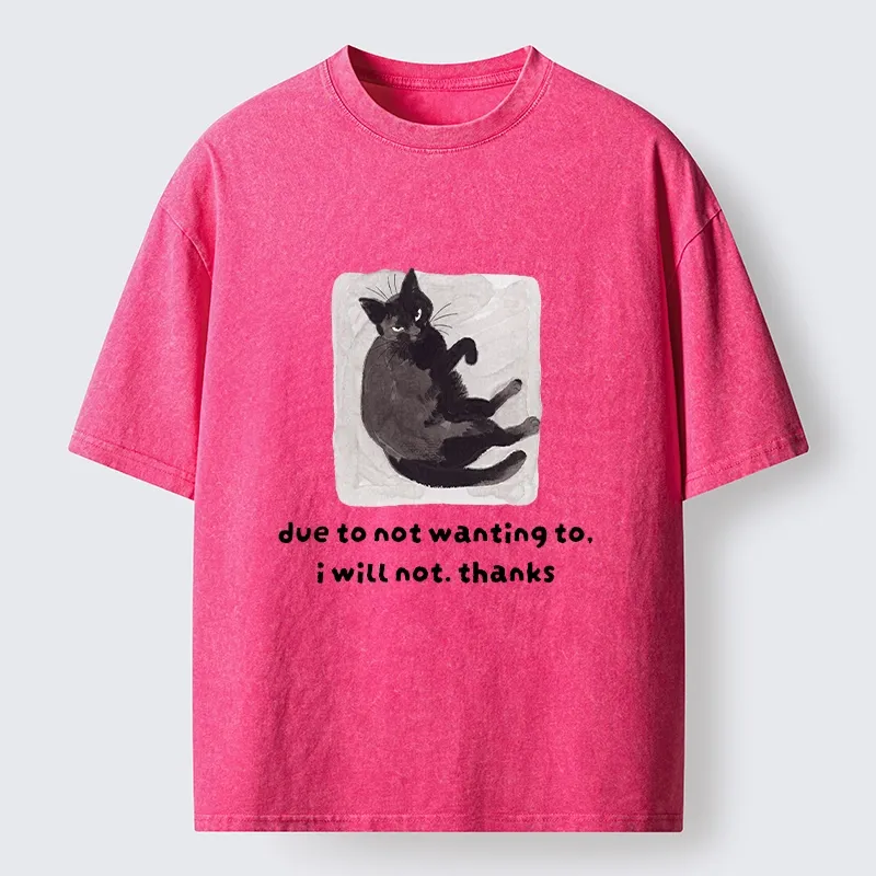Tokyo-Tiger Cat Says No Thanks Funny Vibe Washed T-Shirt
