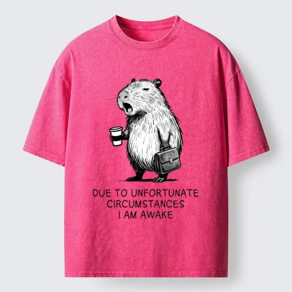 Tokyo-Tiger Capybara Is Awake Against Its Will Washed T-Shirt