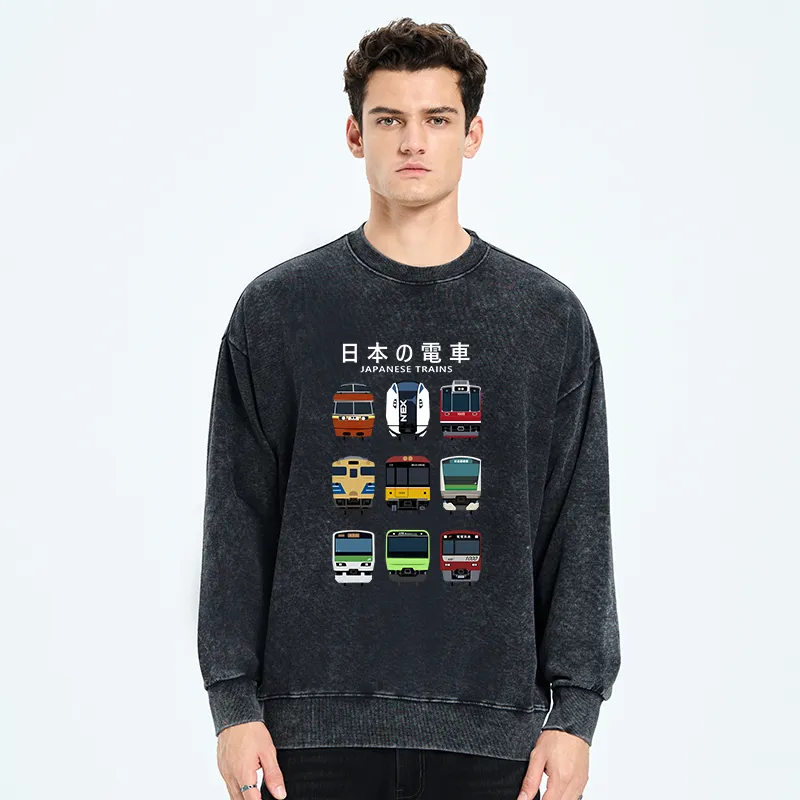 Tokyo-Tiger Japanese Train Collection  Washed Sweatshirt