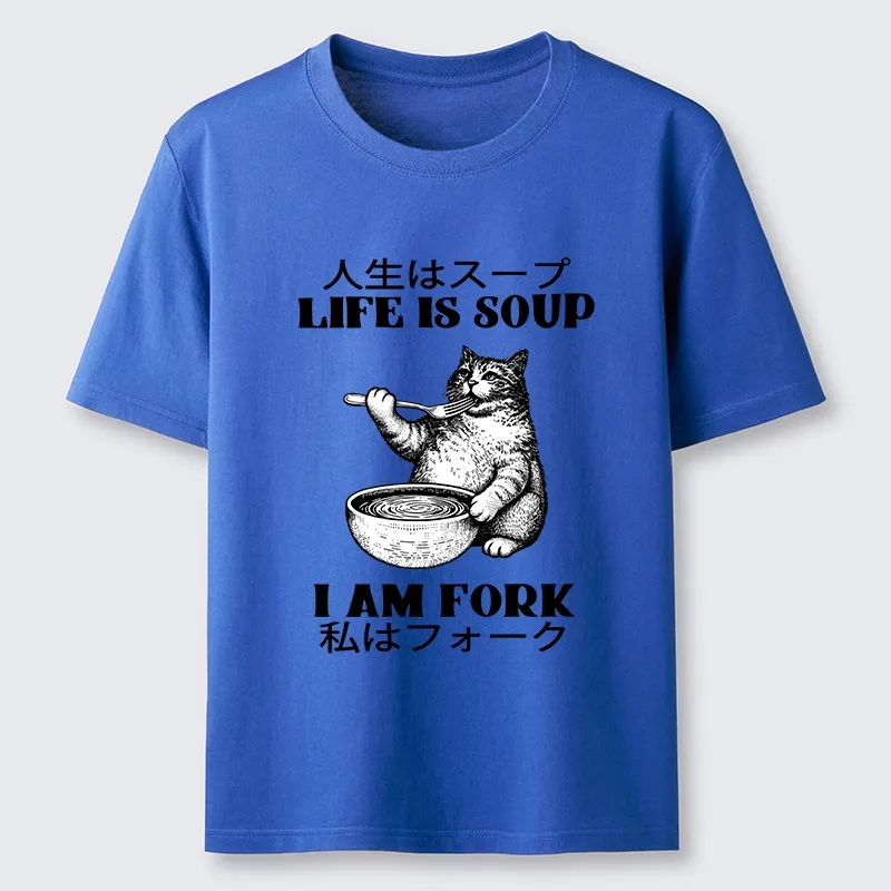 Tokyo-Tiger Cat Eating Soup With A Fork Classic T-Shirt