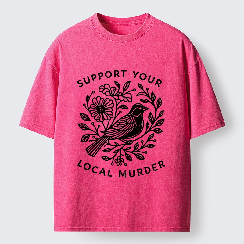 Tokyo-Tiger Floral Bird Art With A Dark Twist Washed T-Shirt