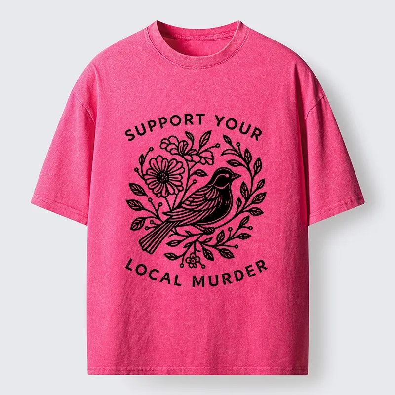 Tokyo-Tiger Floral Bird Art With A Dark Twist Washed T-Shirt Sale