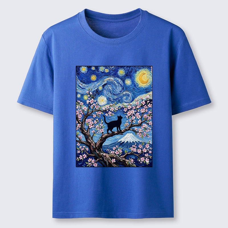 Tokyo-Tiger Van Gogh Style Cat With Mount Fuji Classic T-Shirt