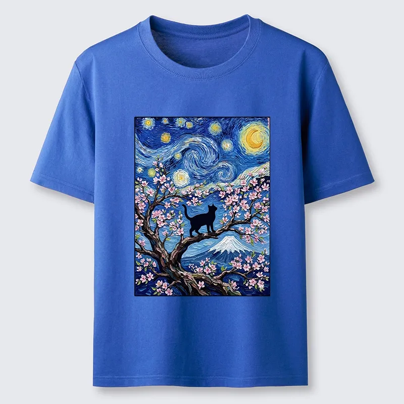 Tokyo-Tiger Van Gogh Style Cat With Mount Fuji Classic T-Shirt