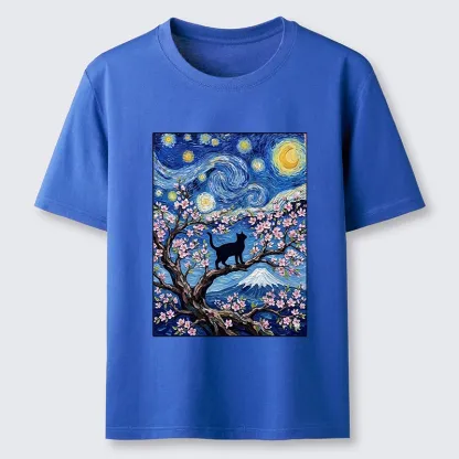 Tokyo-Tiger Van Gogh Style Cat With Mount Fuji Classic T-Shirt