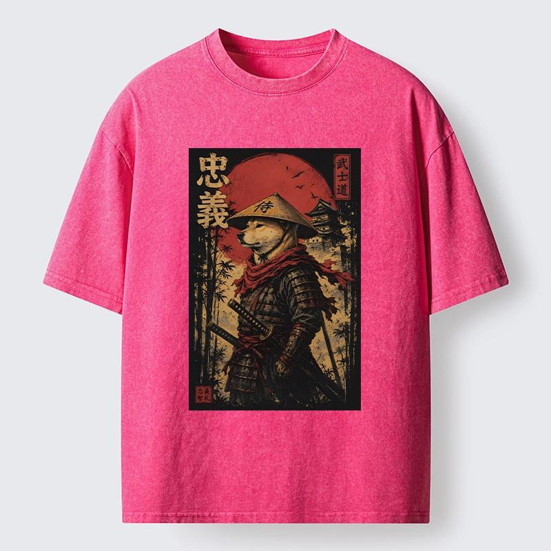 Tokyo-Tiger Loyal Samurai Dog With A Sword Washed T-Shirt