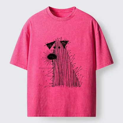 Tokyo-Tiger Wild And Woolly Hand Drawn Dog Washed T-Shirt