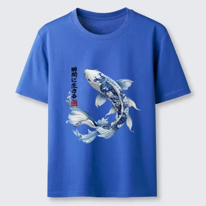 Tokyo-Tiger Blue And White Koi Fish Japanese Art Print Classic T-Shirt