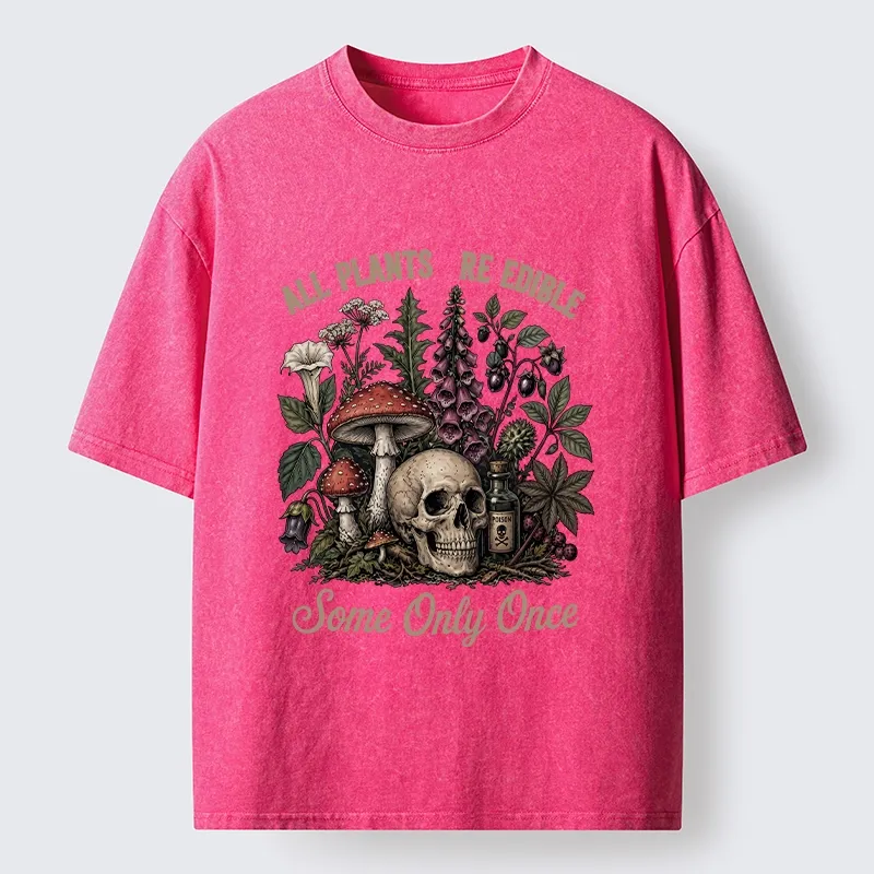 Tokyo-Tiger Poisonous Plants And Skull Dark Humor Washed T-Shirt